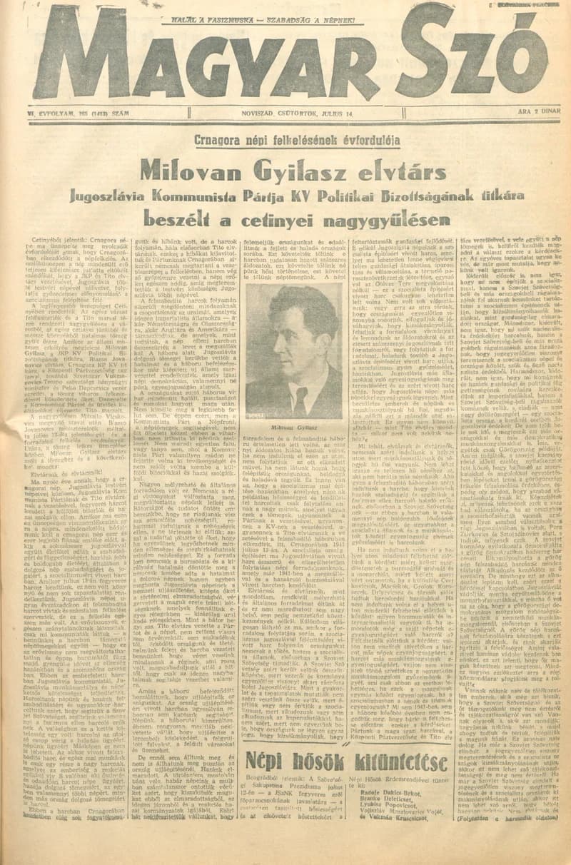 Magyar Szó, 6. évf. 1949. július 14. 165. sz. 1–4. oldal