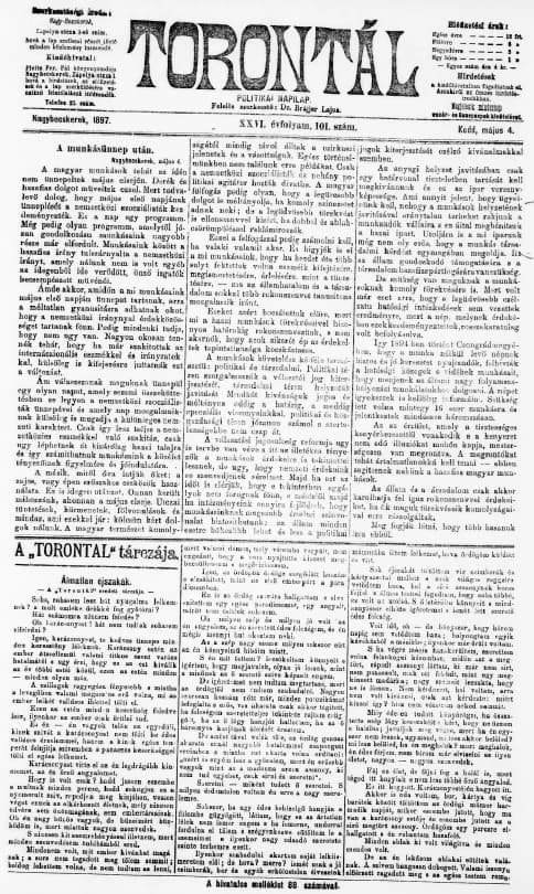 Torontál, 26. évf. 1897. május 4. 101. sz.