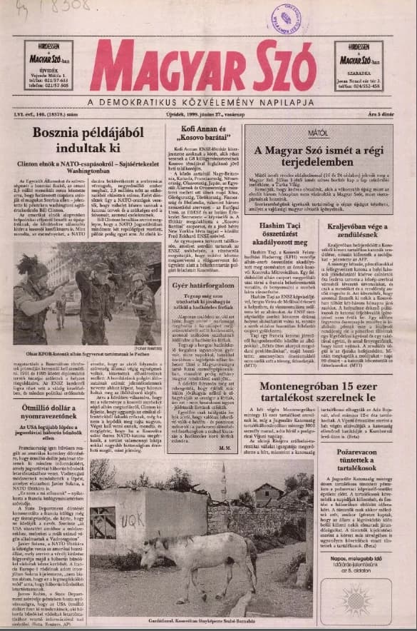 Magyar Szó, 56. évf. 1999. június 27. 140. sz. 1–24. oldal