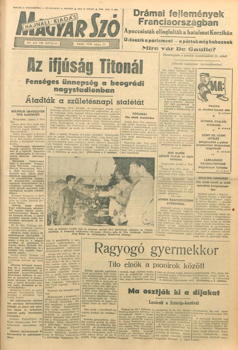 Magyar Szó, 15. évf. 1958. május 27. 138. sz. 1–14. oldal