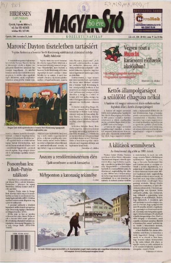 Magyar Szó, 61. évf. 2004. december 21. 300. sz. 1–20. oldal