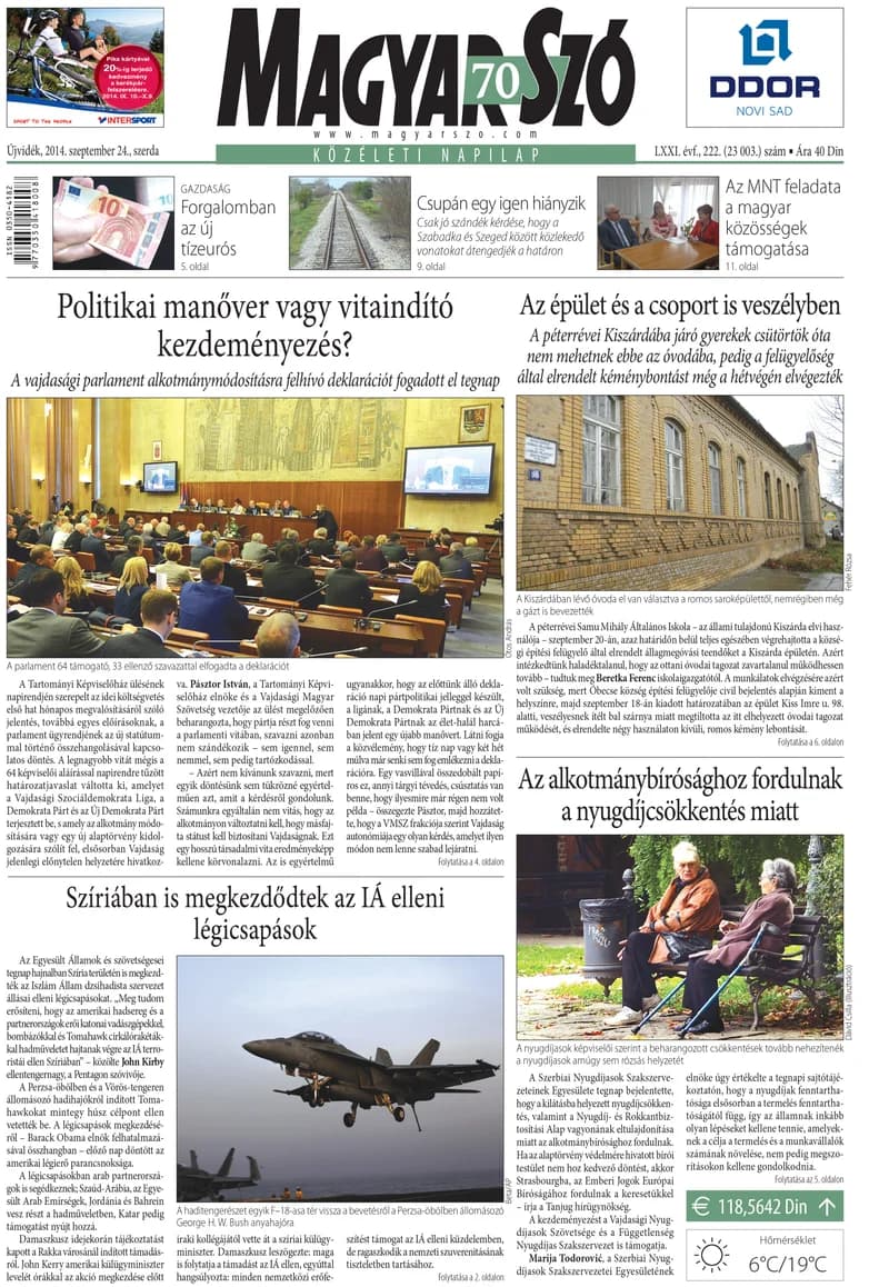 Magyar Szó, 71. évf. 2014. szeptember 24. 222. sz. 1–16. oldal
