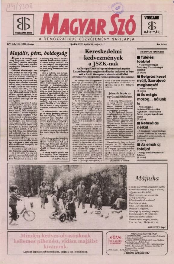 Magyar Szó, 54. évf. 1997. április 30. – május 2. 101. sz. 1–24. oldal