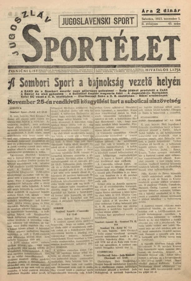 Jugoszláv sportélet, 2. évf. 1923. november 5. 45. sz.