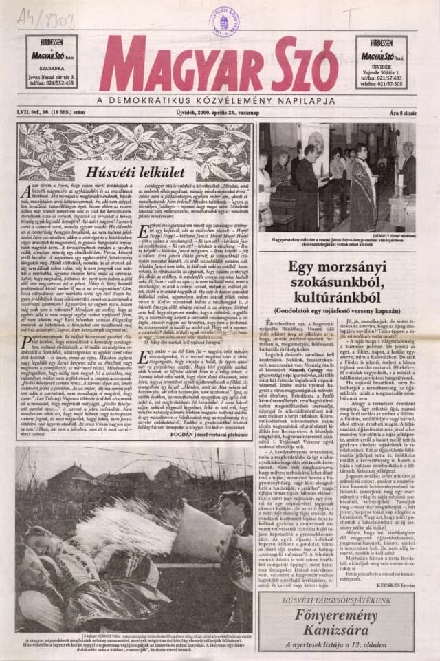 Magyar Szó, 57. évf. 2000. április 23. 96. sz. 1–24. oldal