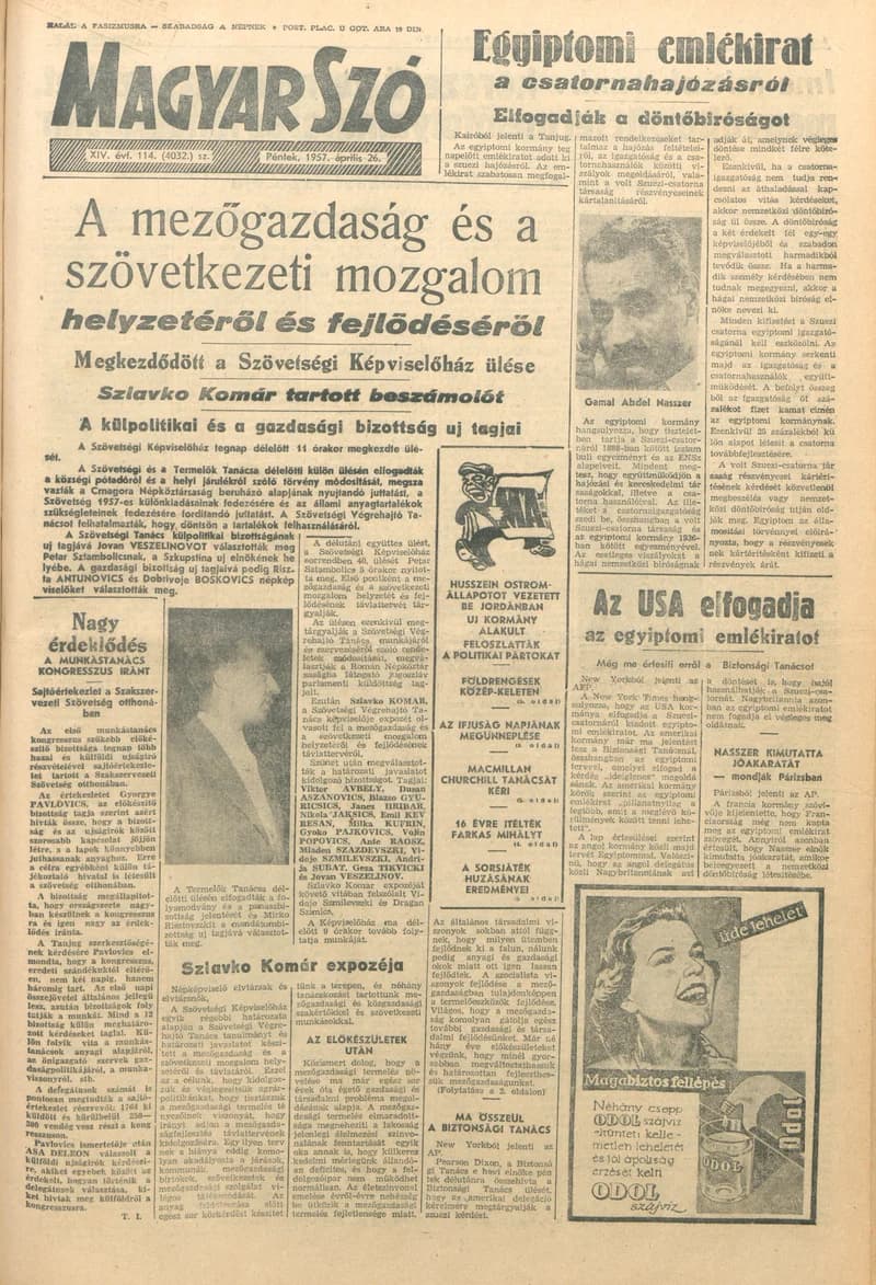 Magyar Szó, 14. évf. 1957. április 26. 114. sz. 1–10. oldal