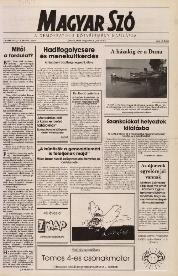 Magyar Szó, 48. évf. 1991. augusztus 7. 215. sz. 1–16. oldal