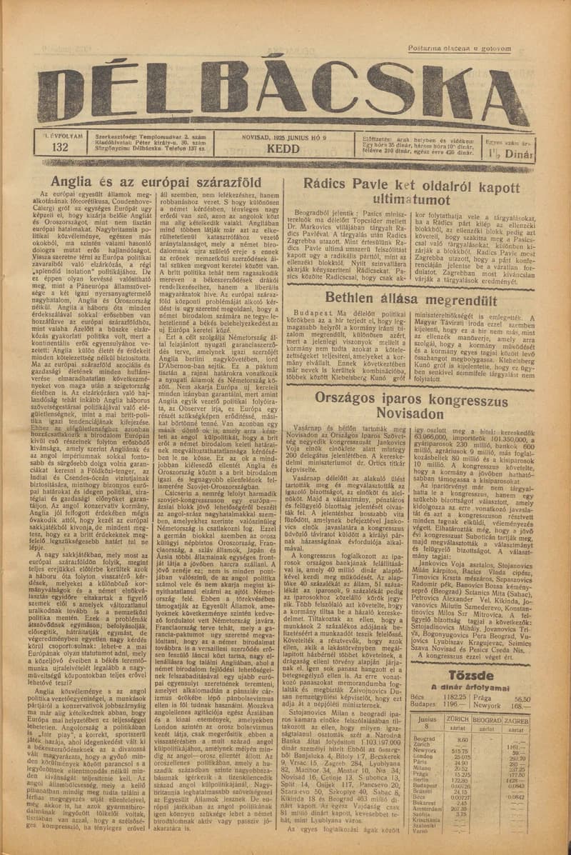 Délbácska, 6. évf. 1925. június 9. 132. sz.