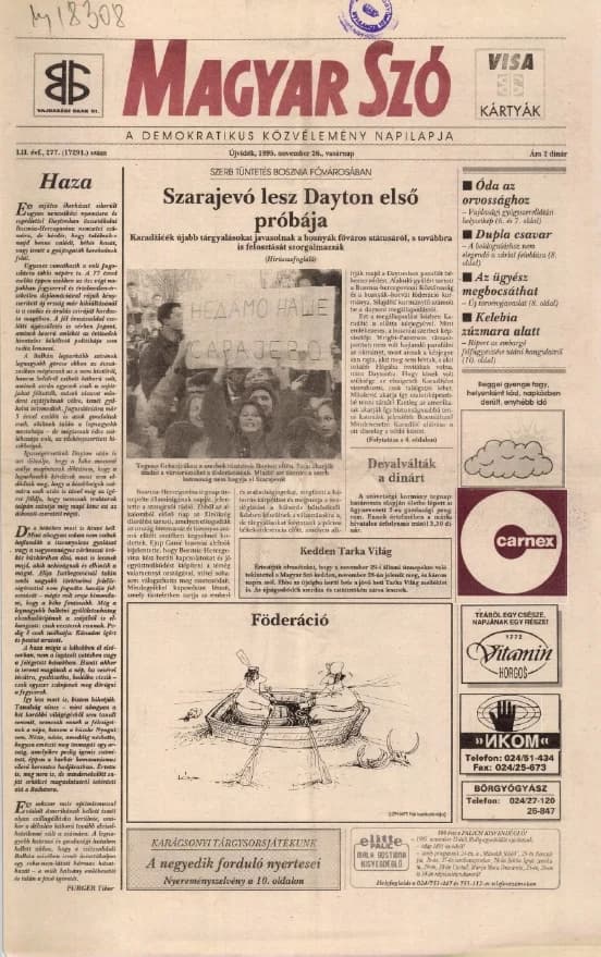 Magyar Szó, 52. évf. 1995. november 26. 277. sz. 1–24. oldal