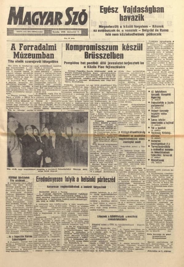 Magyar Szó, 26. évf. 1969. december 3. 332. sz. 1–16. oldal