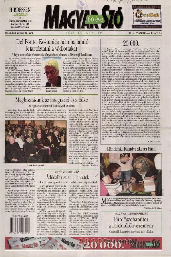 Magyar Szó, 61. évf. 2004. november 24. 277. sz. 1–20. oldal