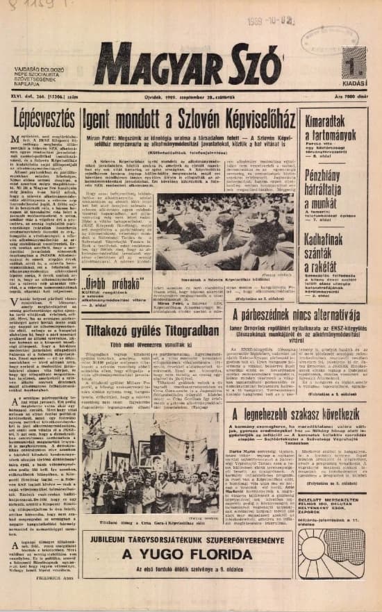 Magyar Szó, 46. évf. 1989. szeptember 28. 266. sz. 1–16. oldal