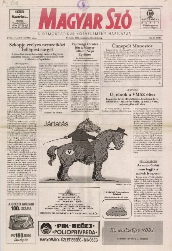 Magyar Szó, 58. évf. 2001. augusztus 12. 182. sz. 1–28. oldal