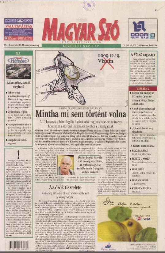 Magyar Szó, 66. évf. 2009. november 21. – 22. 273. sz. 1–28. oldal