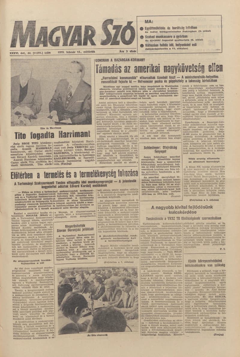 Magyar Szó, 36. évf. 1979. február 15. 44. sz. 1–20. oldal