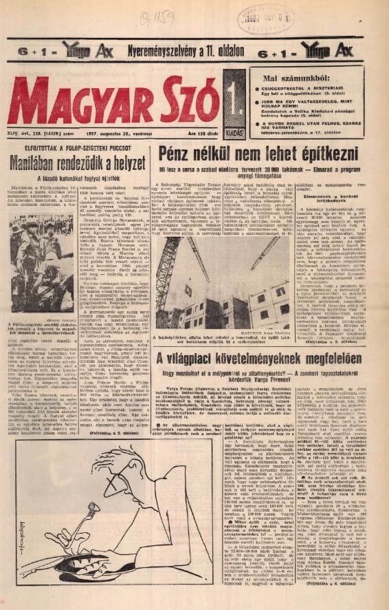 Magyar Szó, 44. évf. 1987. augusztus 30. 238. sz. 1–32. oldal