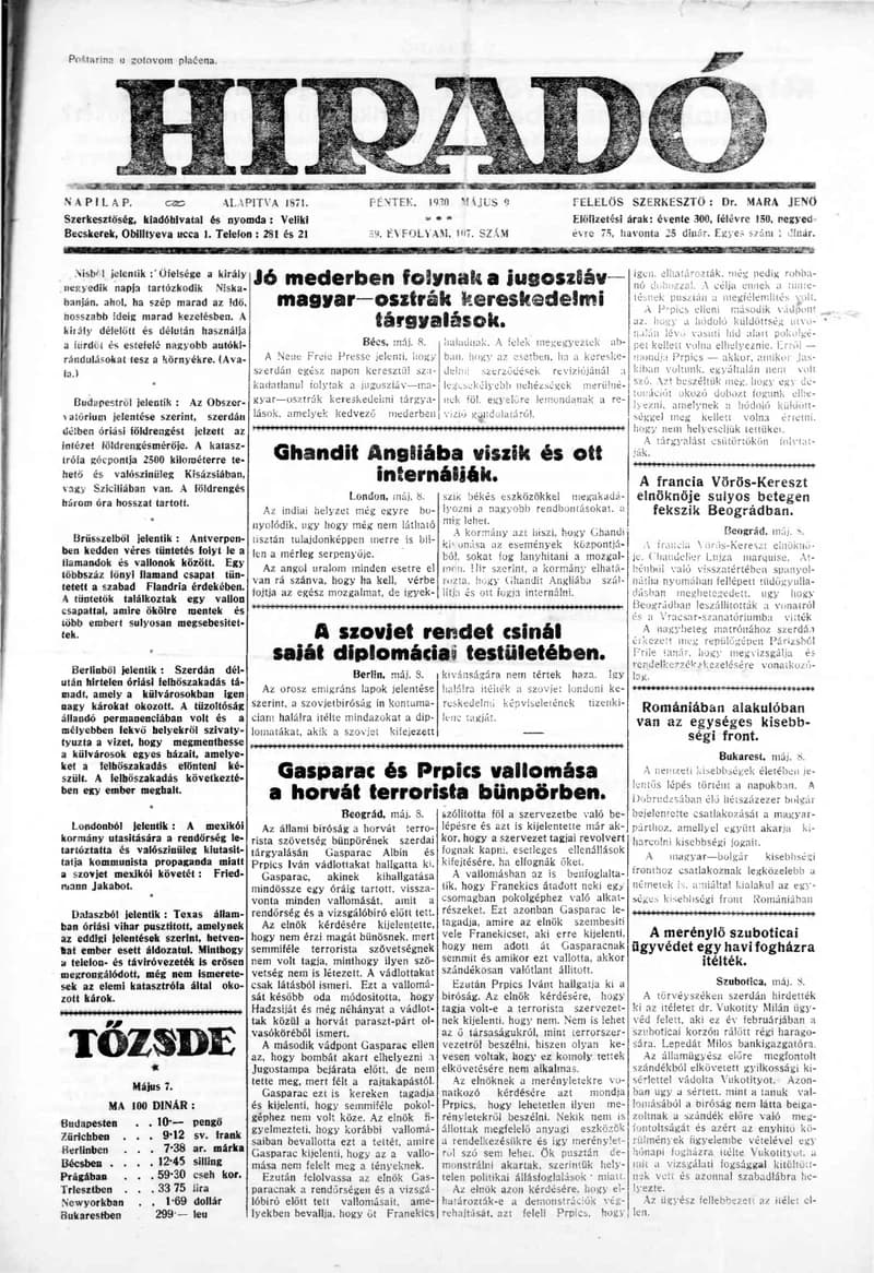 Híradó, 59. évf. 1930. május 9. 107. sz.