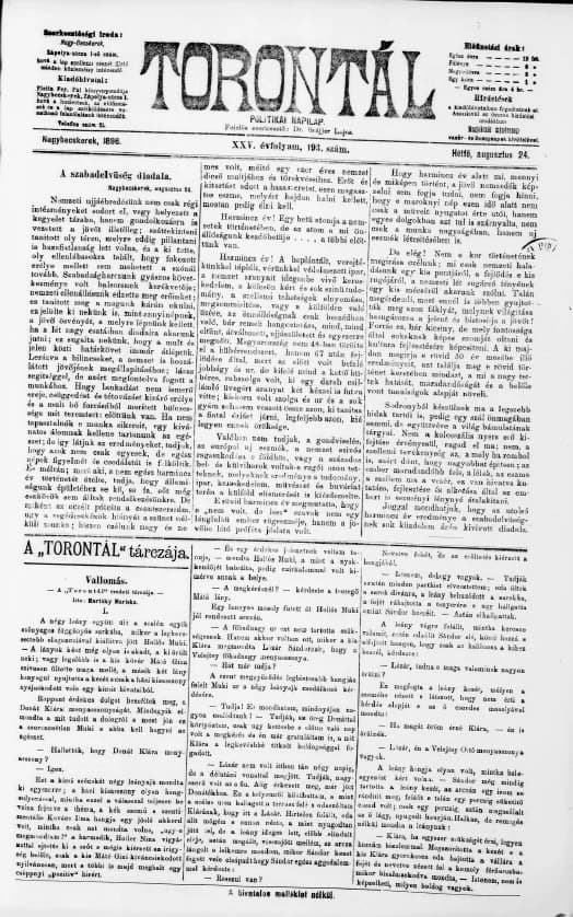 Torontál, 25. évf. 1896. augusztus 24. 193. sz.