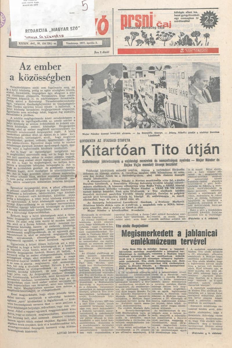 Magyar Szó, 34. évf. 1977. április 3. 91. sz.