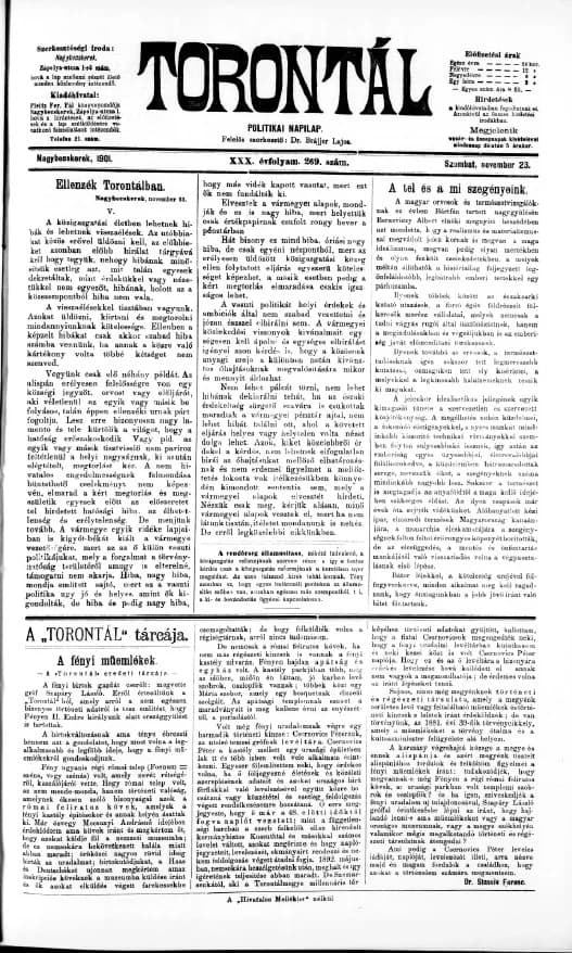 Torontál, 30. évf. 1901. november 23. 269. sz.