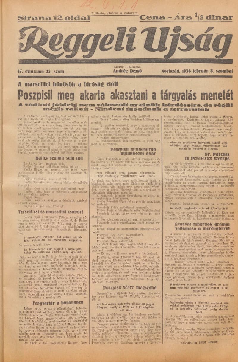 Reggeli Újság, 17. évf. 1936. február 8. 33. sz.