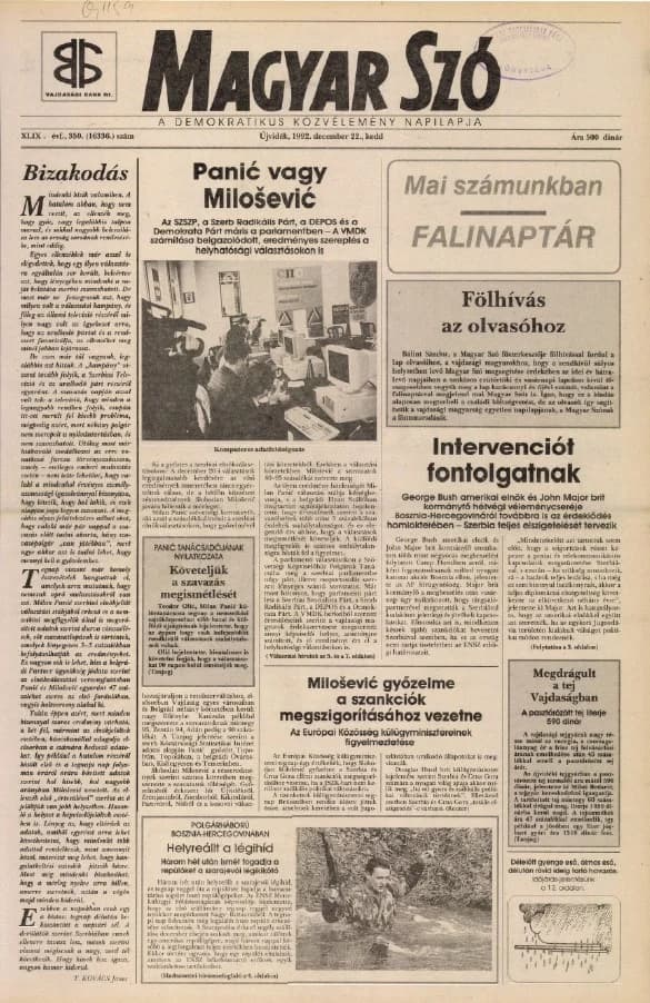 Magyar Szó, 49. évf. 1992. december 22. 350. sz. 1–16. oldal