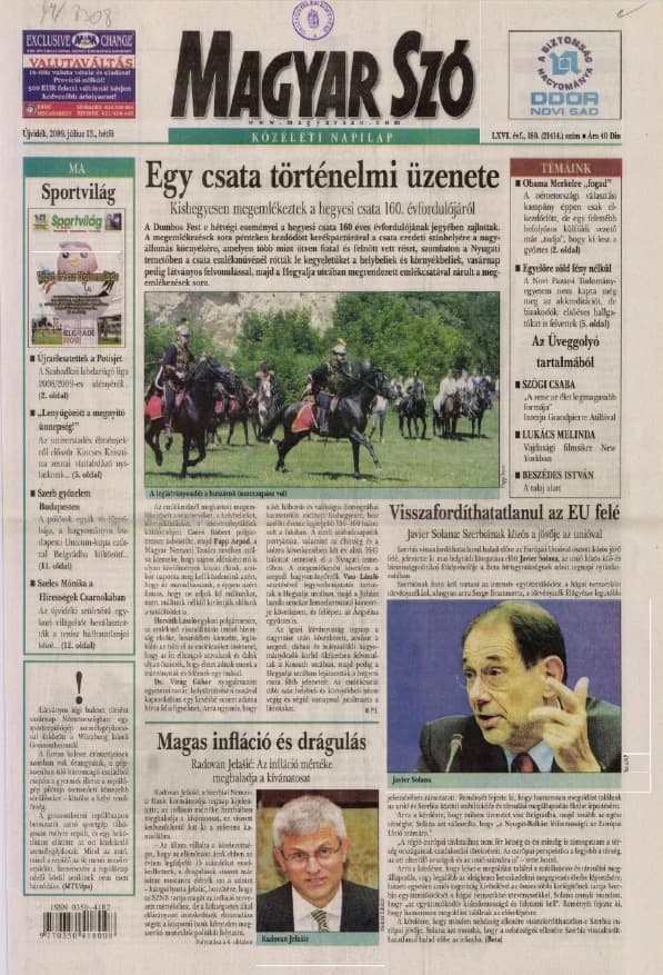 Magyar Szó, 66. évf. 2009. július 13. 160. sz. 1–16. oldal