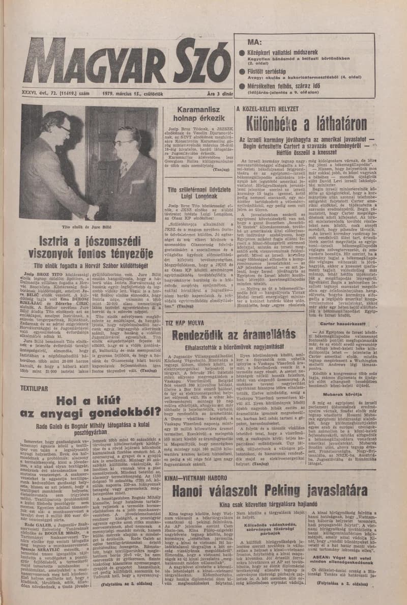 Magyar Szó, 36. évf. 1979. március 15. 72. sz. 1–20. oldal