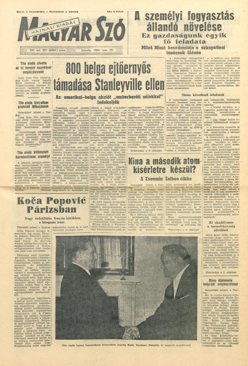 Magyar Szó, 21. évf. 1964. november 25. 327. sz.