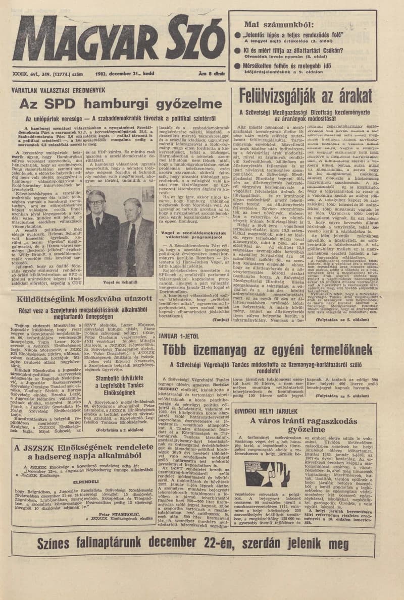 Magyar Szó, 39. évf. 1982. december 21. 349. sz. 1–20. oldal