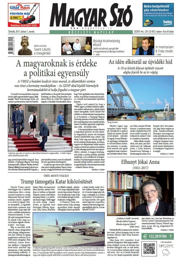 Magyar Szó, 74. évf. 2017. június 7. 129. sz. 1–16. oldal