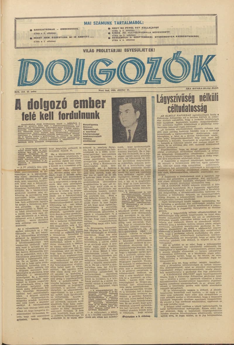 Dolgozók, 20. évf. 1966. október 21. 43. sz.