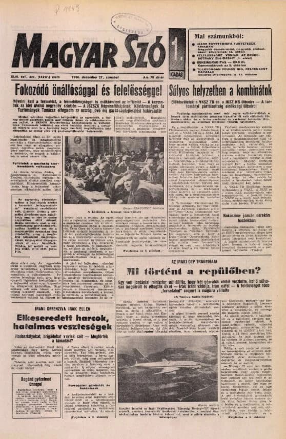 Magyar Szó, 43. évf. 1986. december 27. 355. sz. 1–24. oldal
