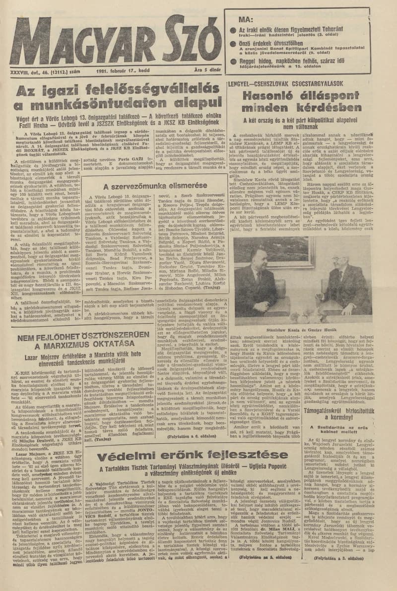 Magyar Szó, 38. évf. 1981. február 17. 46. sz.