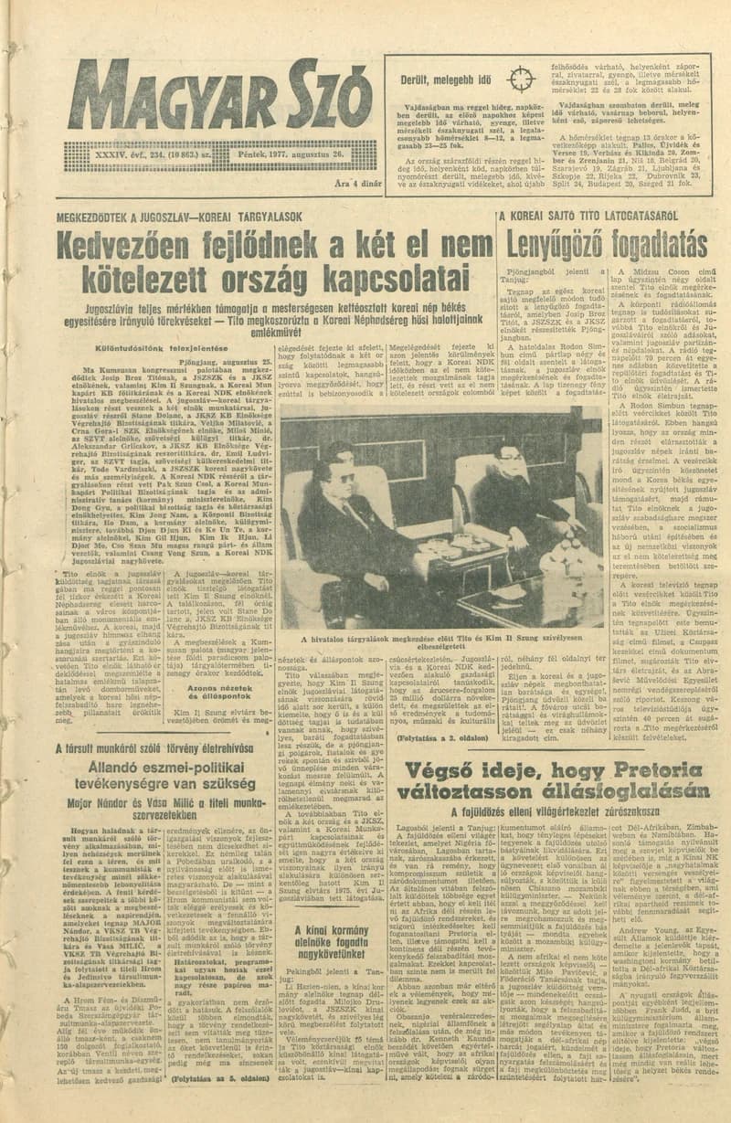 Magyar Szó, 34. évf. 1977. augusztus 26. 234. sz.