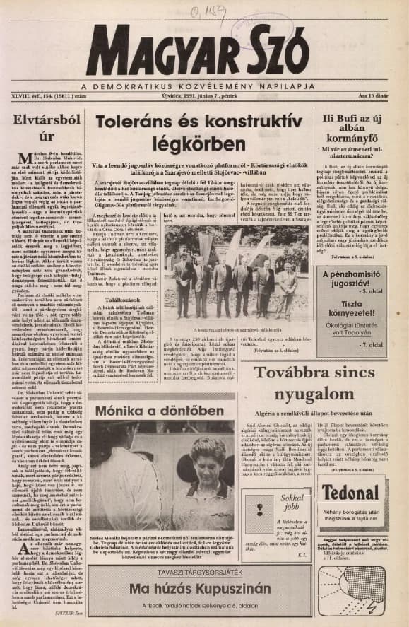 Magyar Szó, 48. évf. 1991. június 7. 154. sz. 1–20. oldal