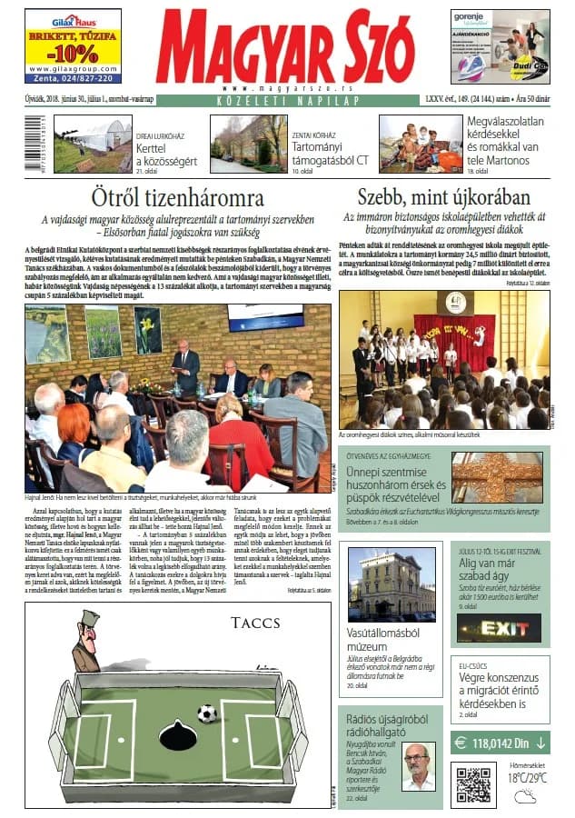 Magyar Szó, 75. évf. 2018. június 30. – július 1. 149. sz. 1–42. oldal