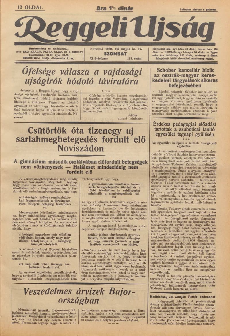 Reggeli Újság, 11. évf. 1930. május 17. 115. sz.