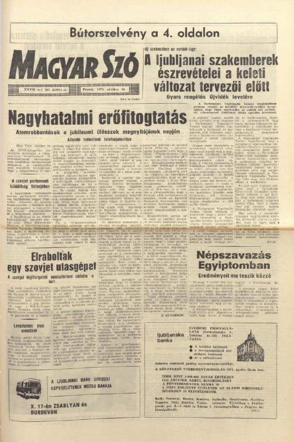Magyar Szó, 27. évf. 1970. október 16. 285. sz. 1–12. oldal