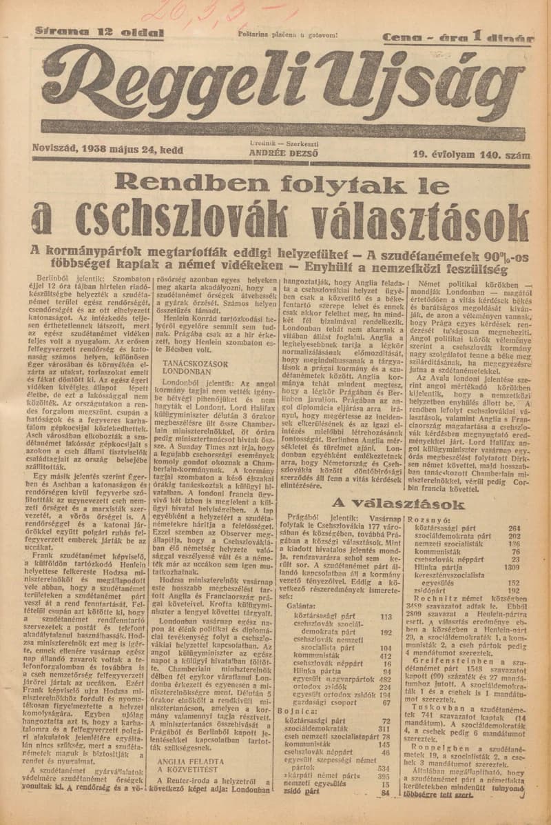 Reggeli Újság, 19. évf. 1938. május 24. 140. sz.