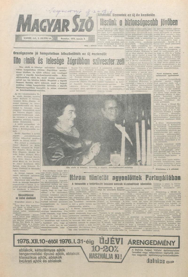 Magyar Szó, 33. évf. 1976. január 3. 1. sz. 1–16. oldal