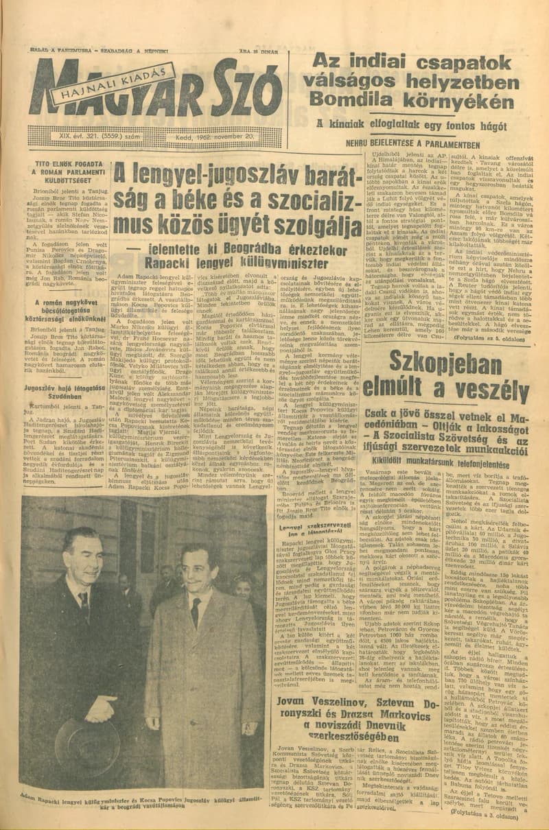 Magyar Szó, 19. évf. 1962. november 20. 321. sz. 1–16. oldal