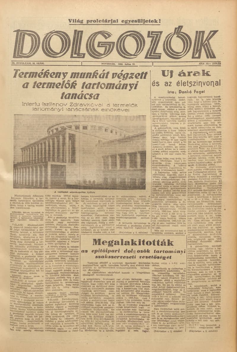 Dolgozók, 9. évf. 1955. július 19. 28. sz.