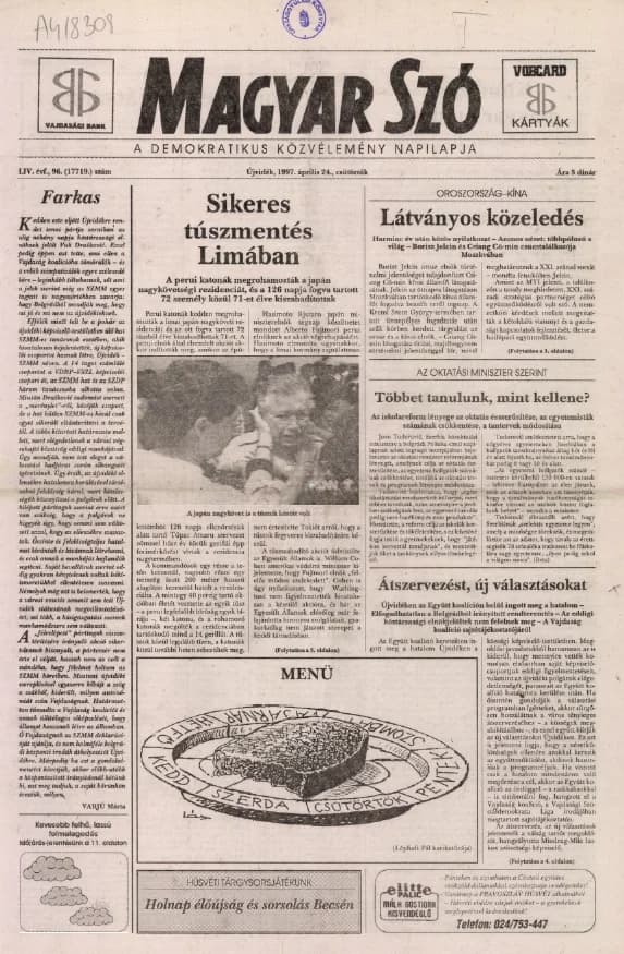 Magyar Szó, 54. évf. 1997. április 24. 96. sz. 1–16. oldal