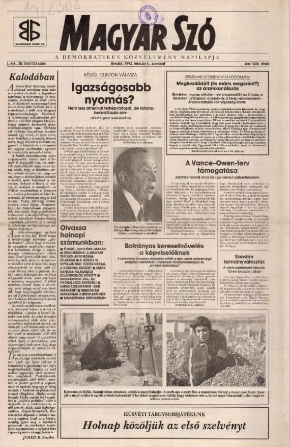 Magyar Szó, 50. évf. 1993. február 6. 35. sz. 1–16. oldal