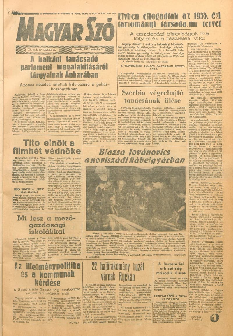 Magyar Szó, 12. évf. 1955. március 2. 59. sz. 1–8. oldal