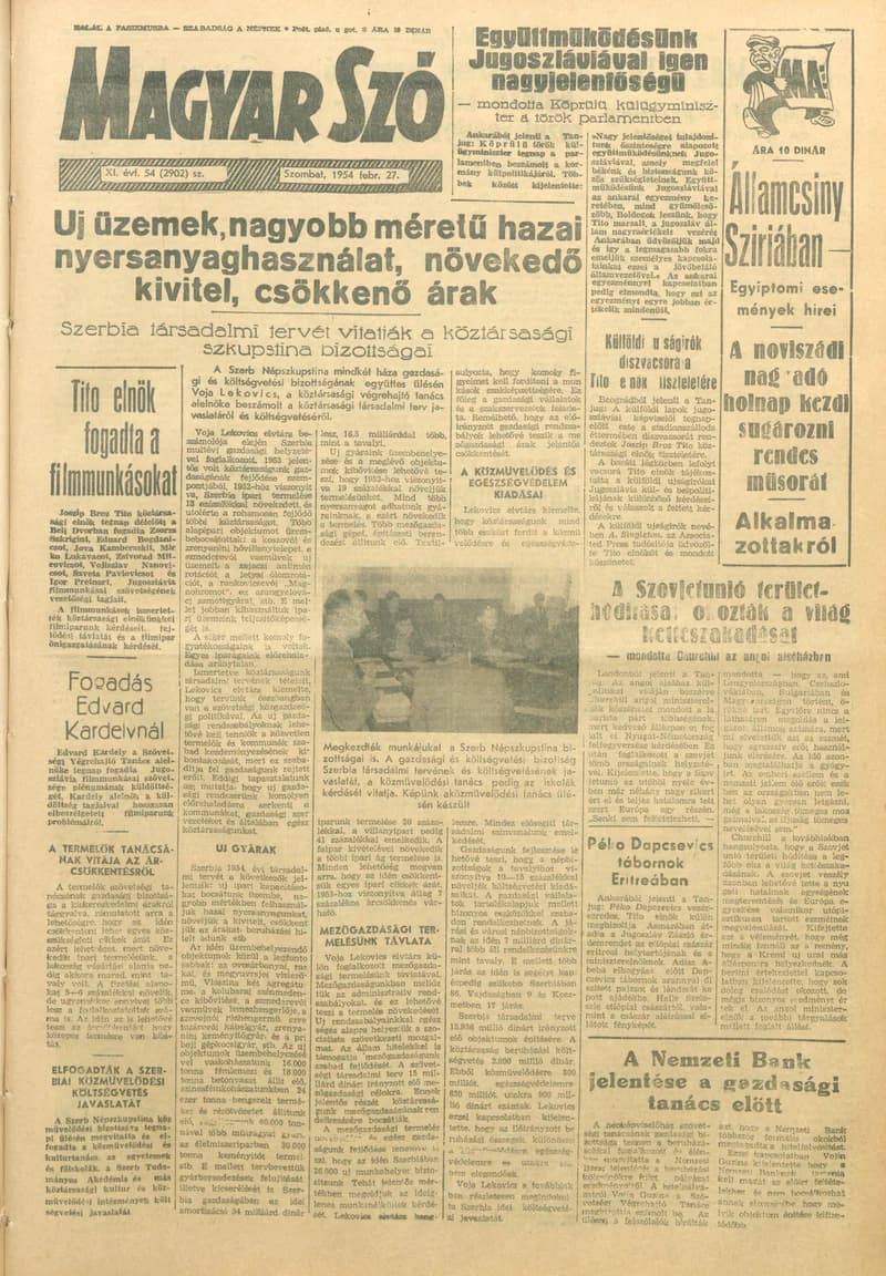 Magyar Szó, 11. évf. 1954. február 27. 54. sz. 1–10. oldal
