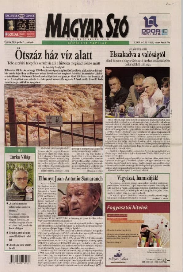 Magyar Szó, 67. évf. 2010. április 22. 92. sz. 1–20. oldal
