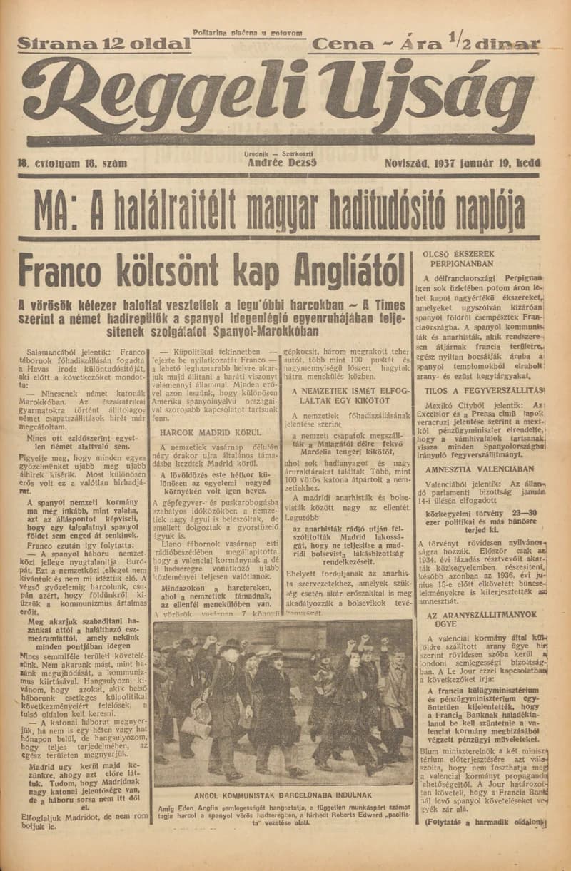 Reggeli Újság, 18. évf. 1937. január 19. 18. sz.