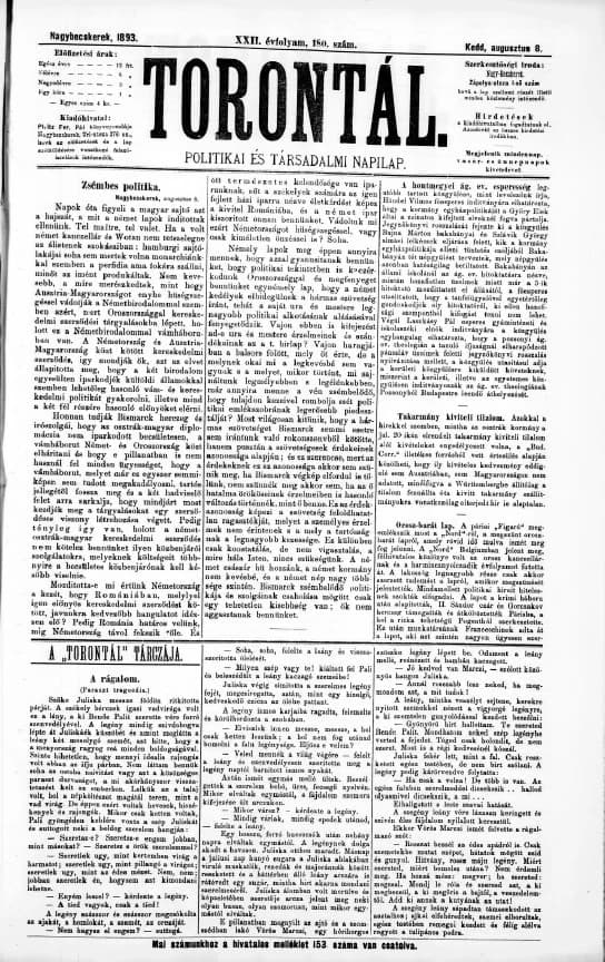 Torontál, 22. évf. 1893. augusztus 8. 180. sz.
